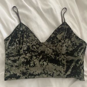 Green Velvet Crop Top